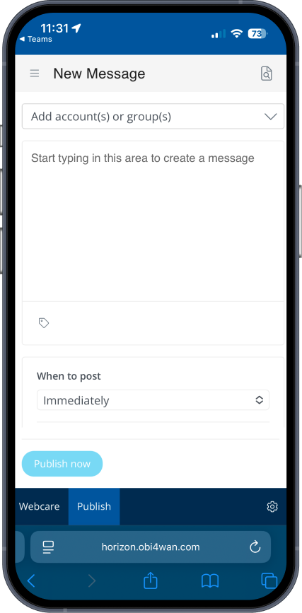 PWA v1 browser New Message composer